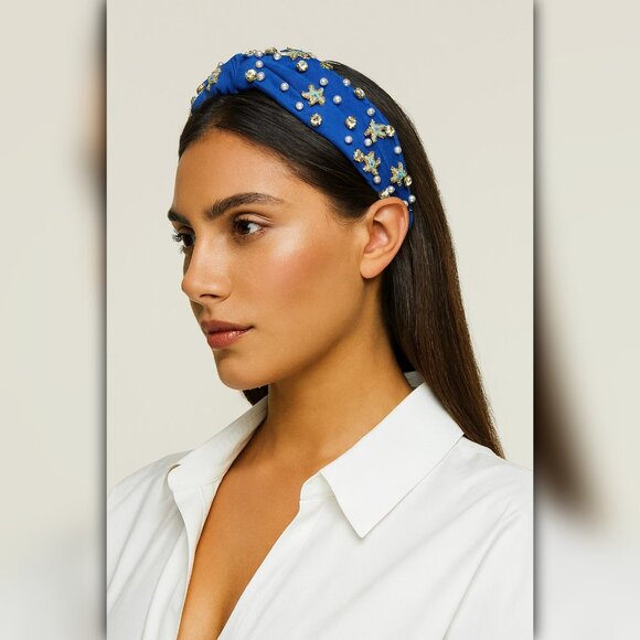 A346-G • Royal Blue Starfish Embellished Headband main image 2